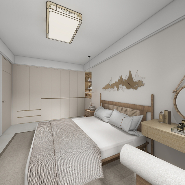 Muebles de grano de madera simples con armario de color claro