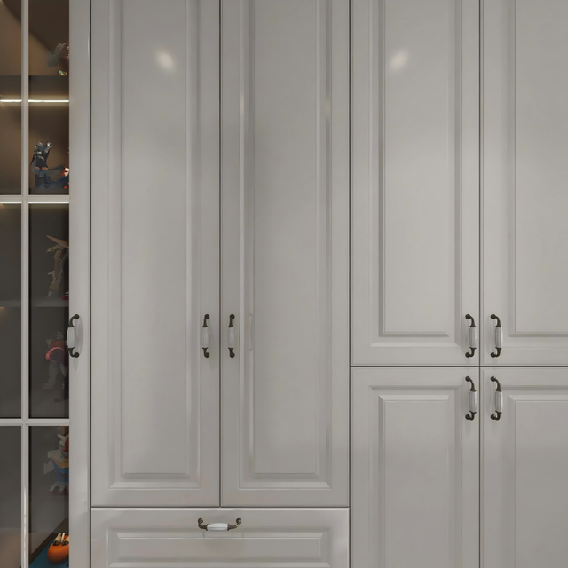 Armario de dormitorio de esquema blanco clásico