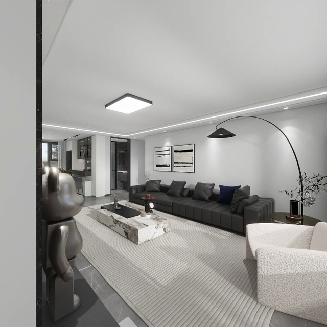 Gabinete de sala de estar moderno en blanco y negro