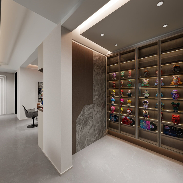 Esquema oscuro de madera gabinete de televisión moderno