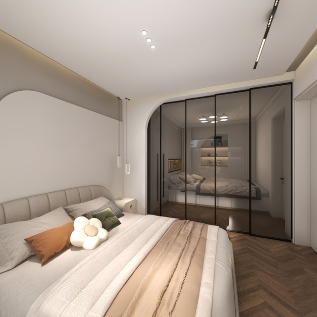 Dormitorio de diseño en forma de arco de vestuario blanco